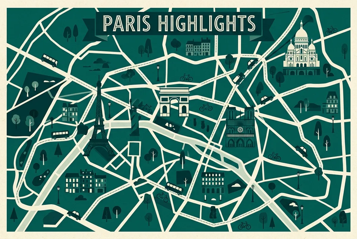 illustrated map of Paris highlights for Famous Performers at the Crazy Horse Paris, dita von teese crazy horse paris